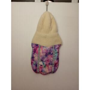 Dog Puppy Jacket Size Small Galaxy Fabric Fur Fleece Lined with Hood Pink Purple